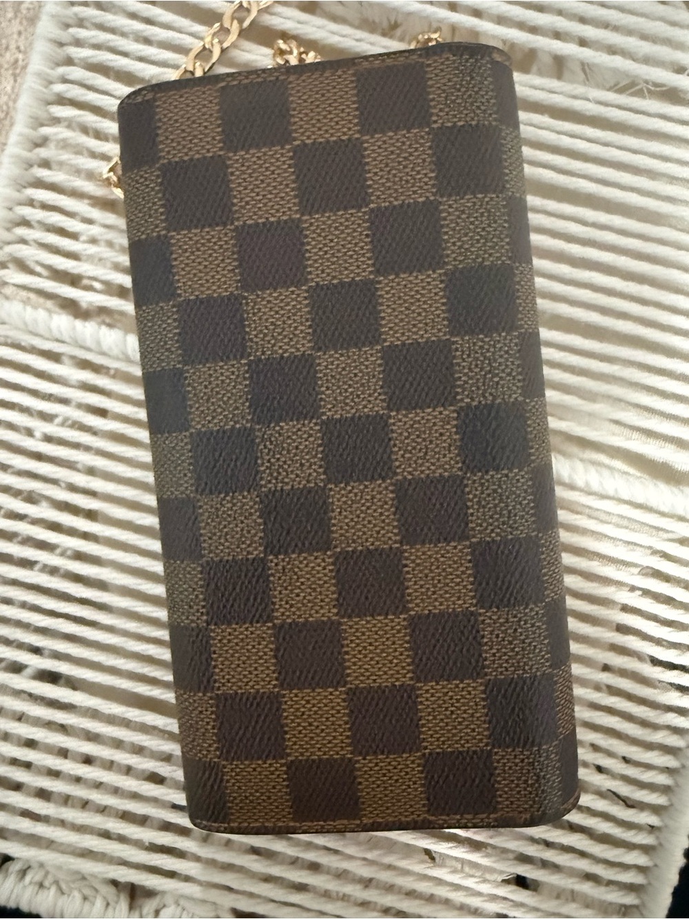 Louis Vuitton Brown Check Gold Chain Crossbody Wallet - Picture 2 of 5